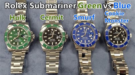 Rolex Submariner Green vs Blue (Hulk, Cermit vs Smurf, Cookie 